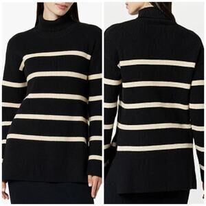 The Drop Camille Stripped Drop Shoulder Turtleneck Sweater Size XL
